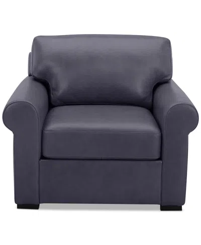 Macy's Radley 38" Leather Roll Arm Chair, Exclusively At  In Slate Grey
