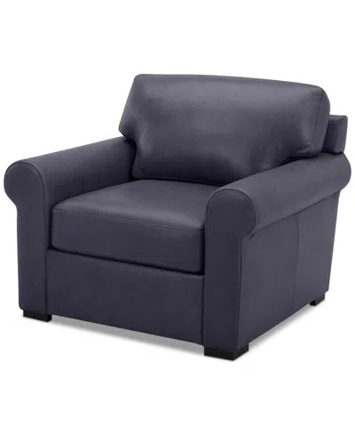 Macy's Radley 38" Leather Roll Arm Chair, Exclusively At  In Slate Grey