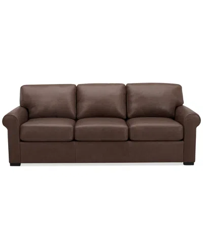Macy's Radley 86" Leather Roll Arm Sofa, Exclusively At  In Chocolate