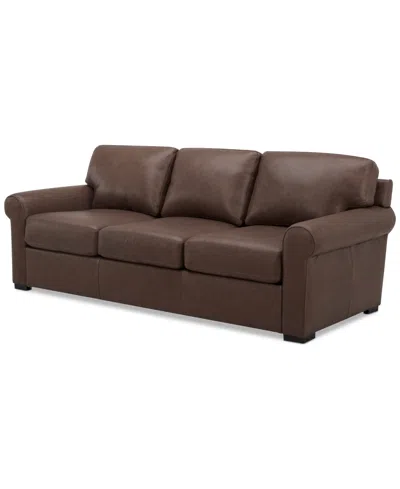 Macy's Radley 86" Leather Roll Arm Sofa, Exclusively At  In Chocolate