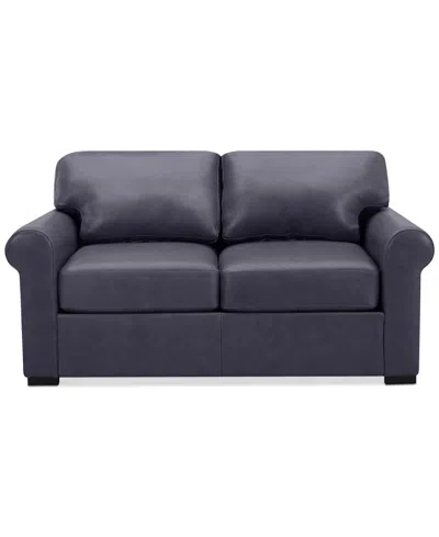 Macy's Radley 61" Leather Roll Arm Loveseat, Exclusively At  In Slate Grey