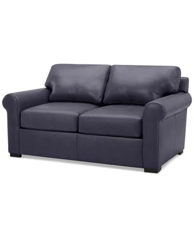 Macy's Radley 61" Leather Roll Arm Loveseat, Exclusively At  In Slate Grey