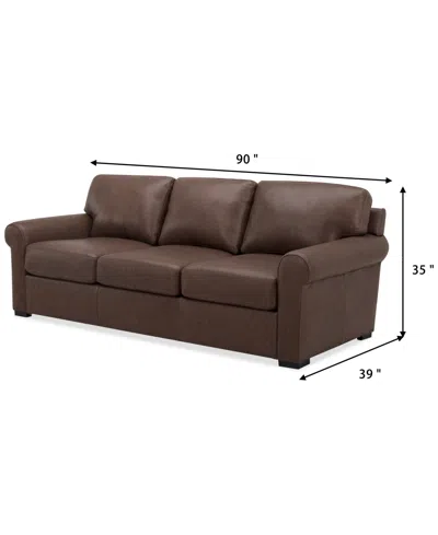 Macy's Radley 86" Leather Roll Arm Sofa, Exclusively At  In Chocolate