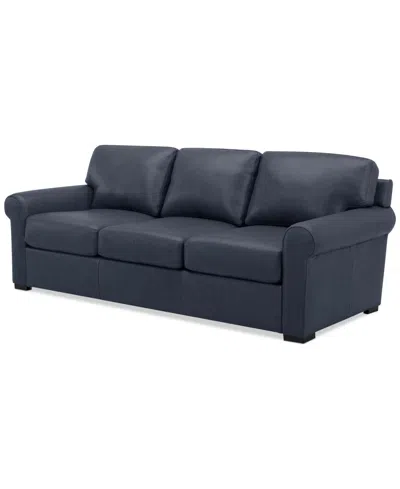 Macy's Radley 86" Leather Roll Arm Sofa, Exclusively At  In Navy