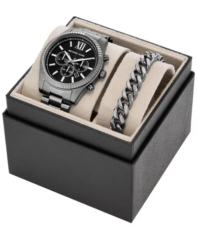 Michael Kors Lexington Chronograph Gift Set, 44mm In Gunmetal
