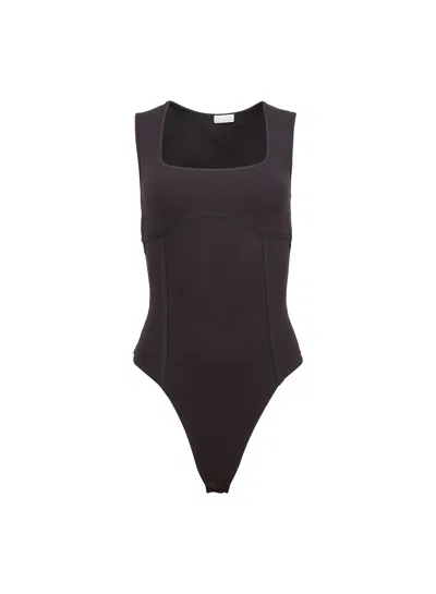 Fleur Du Mal Organic Cotton Tank Bodysuit In Black
