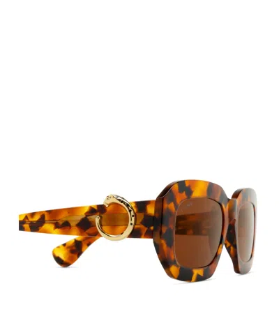 Cartier Rectangular Frame Sunglasses In Brown