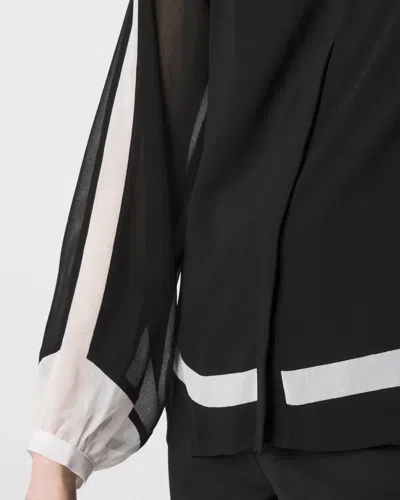 White House Black Market Chiffon Colorblock Blouse In Black Ecru Colorblock