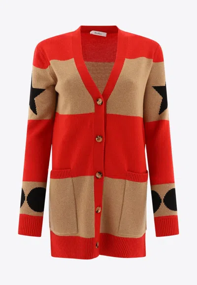 Max Mara Multicolor Valido 1951-motif Striped Cardigan In Red
