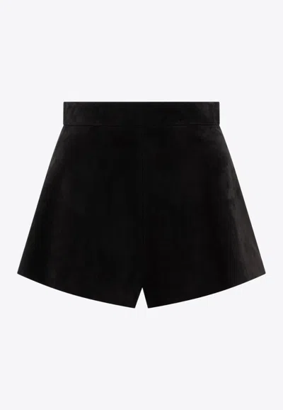 Max Mara Cedro Suede Mini Shorts In Black