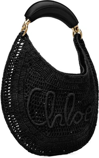 Chloé Chloe Women Black Raffia Banana Handbag
