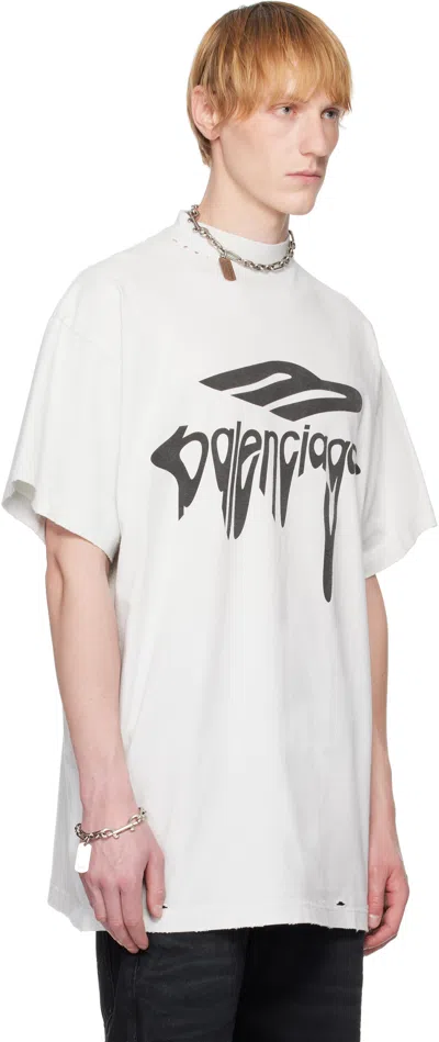 Balenciaga Grey 3b Liquefied Oversized T-shirt In White