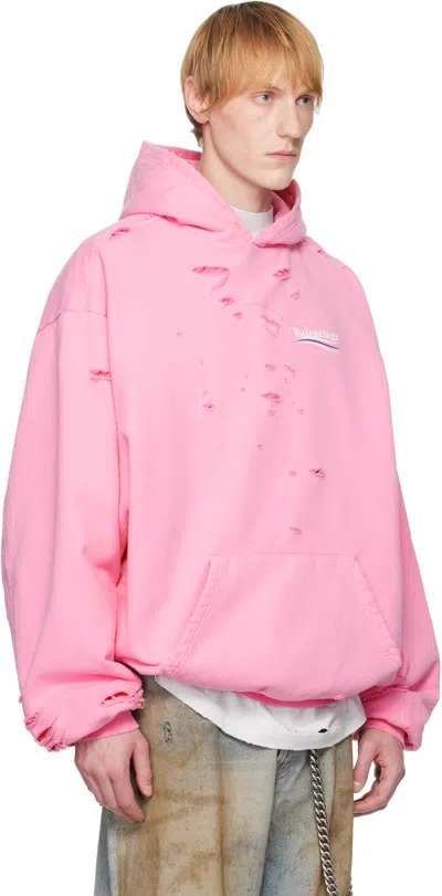 Balenciaga Pink Political Campaign Layered Hoodie In 9770