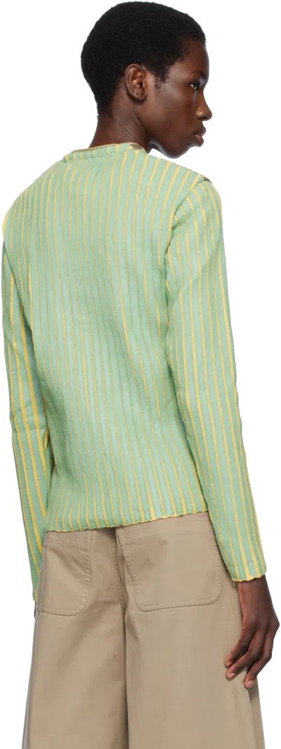 Stanley Raffington Green & Yellow Plated Knit Jacket In Camo