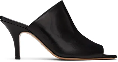 Mm6 Maison Margiela Black Oil Sandal Mules