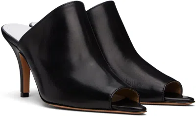 Mm6 Maison Margiela Black Oil Sandal Mules