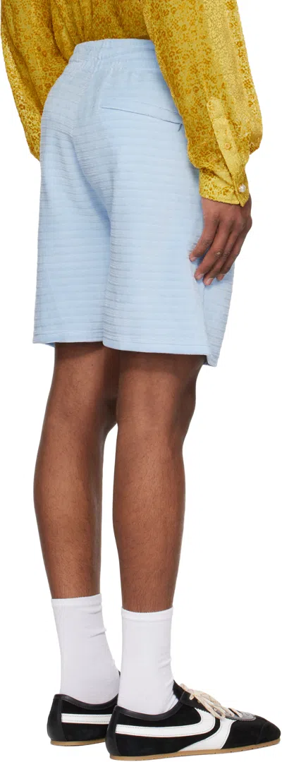 Casablanca Velour Stripe Shorts In Light Blue