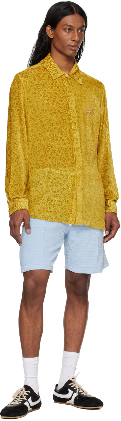 Casablanca Velour Stripe Shorts In Light Blue