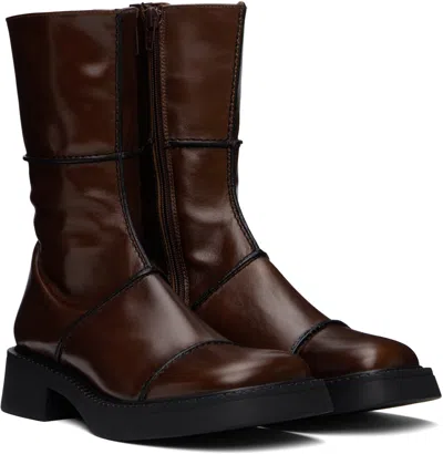 Miista 40mm Dahlia Zip Boots In Brown