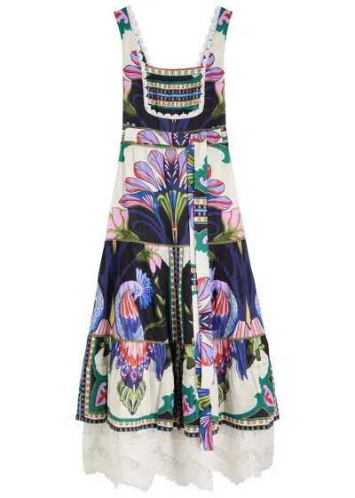 Lug Von Siga Sena Printed Linen Maxi Dress In White