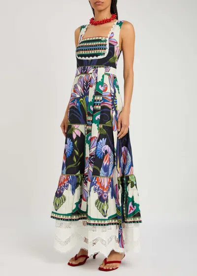 Lug Von Siga Sena Printed Linen Maxi Dress In White