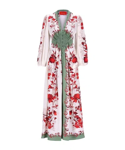 La Doublej La Double J Maxi Dress In Green Silk In Gray