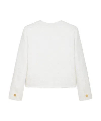 Celine Long-sleeved Leather Jacket In White/ivory