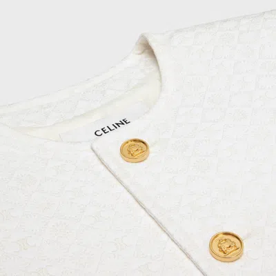 Celine Long-sleeved Leather Jacket In White/ivory