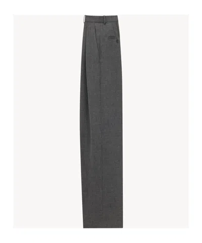 Saint Laurent Wide-leg Pants In Wool Gabardine In Black