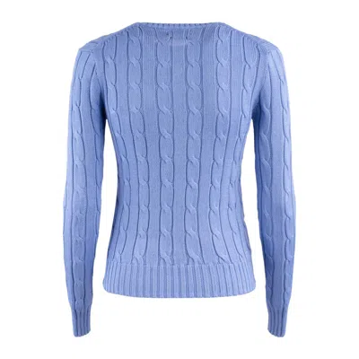 Ralph Lauren Cotton Cable-knit Crew Neck Sweater New Blue Litchfield In Blue
