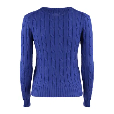 Ralph Lauren Royal Royal Rugby Blue Cotton Cable-knit Crew Neck Sweater In Blue