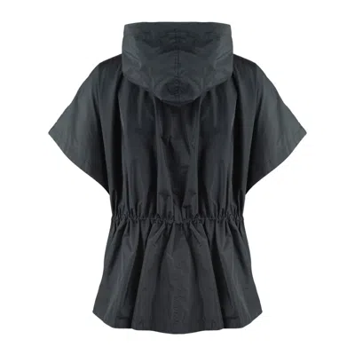 Fabiana Filippi Leather Cape With Hood And Elastic Waist In Black