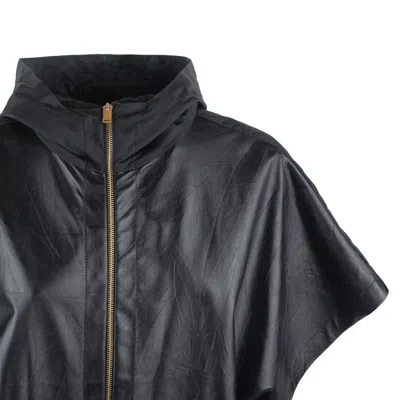 Fabiana Filippi Leather Cape With Hood And Elastic Waist In Black