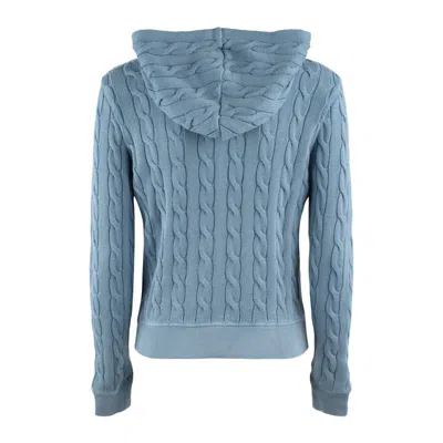 Ralph Lauren Braided Sweatshirt With Hood And Zipper Indigo Chambray In Blue