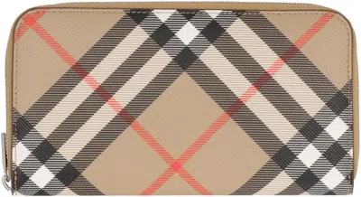 Burberry Continental Large Wallet In Check Beige Men In Beige