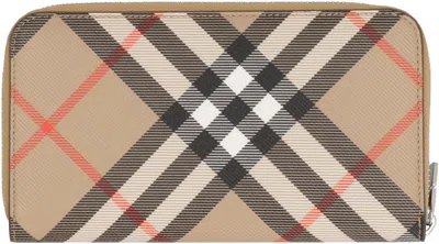 Burberry Continental Large Wallet In Check Beige Men In Beige