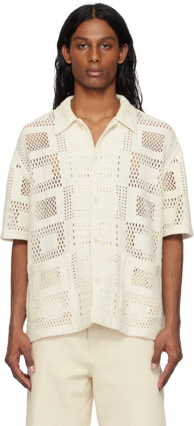 Solid Homme Off-white Open-knit Shirt In White