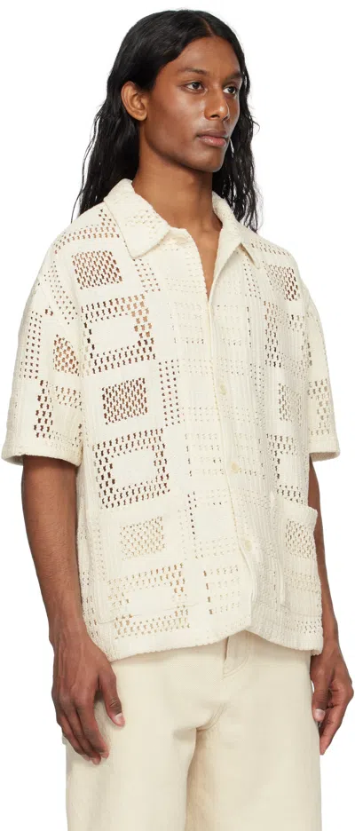 Solid Homme Off-white Open-knit Shirt In White