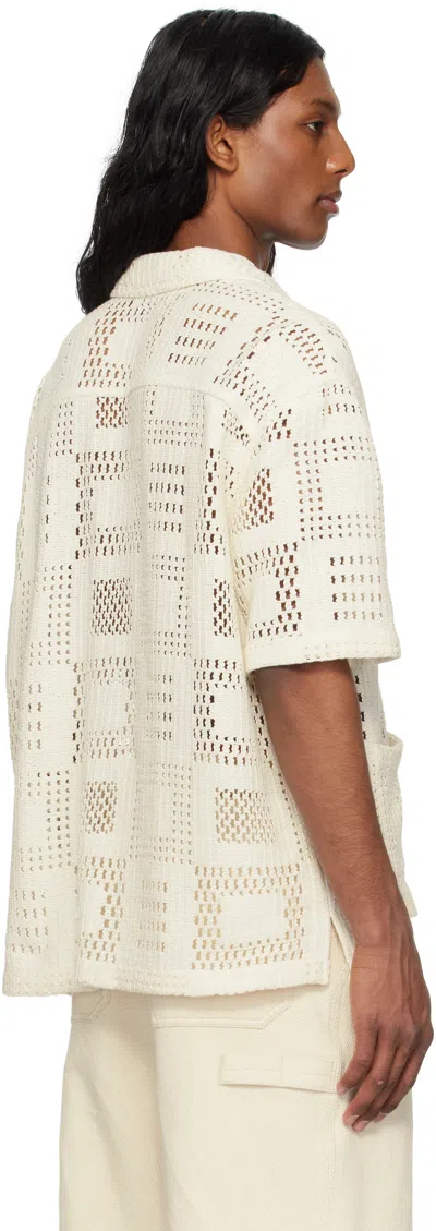Solid Homme Off-white Open-knit Shirt In White