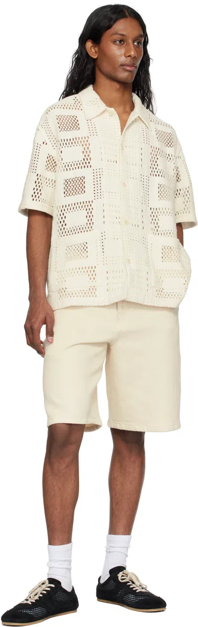 Solid Homme Off-white Open-knit Shirt In White