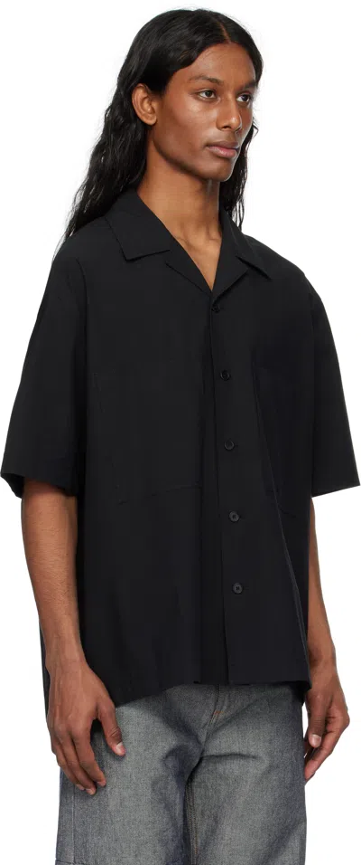 Solid Homme Black Nylon Poplin Shirt In Black