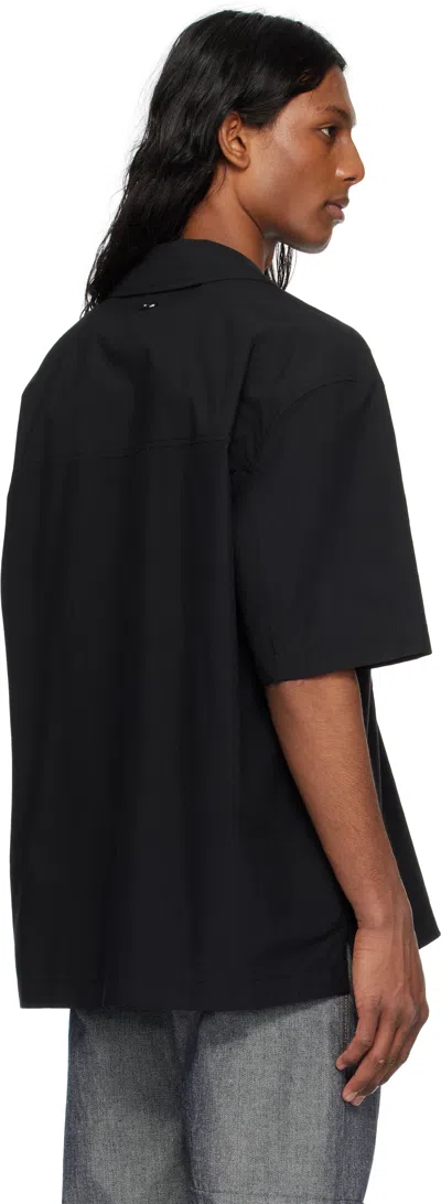 Solid Homme Black Nylon Poplin Shirt In Black