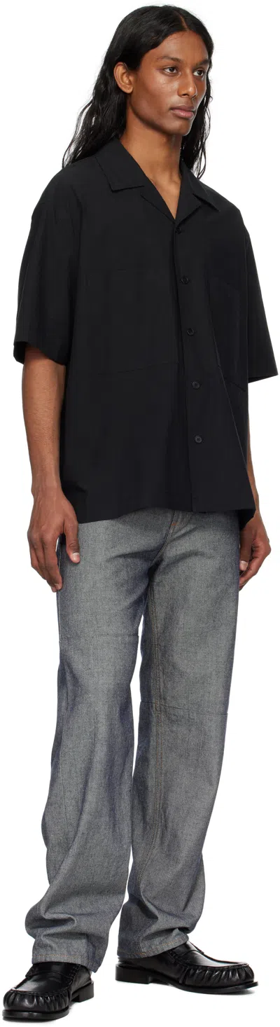 Solid Homme Black Nylon Poplin Shirt In Black