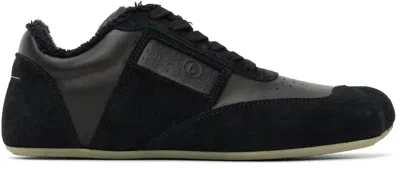 Mm6 Maison Margiela Black Leather And Suede Anatomic Sneakers
