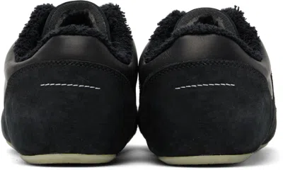 Mm6 Maison Margiela Black Leather And Suede Anatomic Sneakers