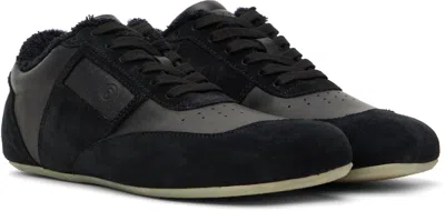 Mm6 Maison Margiela Black Leather And Suede Anatomic Sneakers