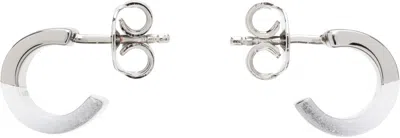Mm6 Maison Margiela Silver Minimal Logo Earrings In 971 Palladio Plished