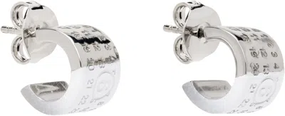 Mm6 Maison Margiela Silver Minimal Logo Earrings In 971 Palladio Plished