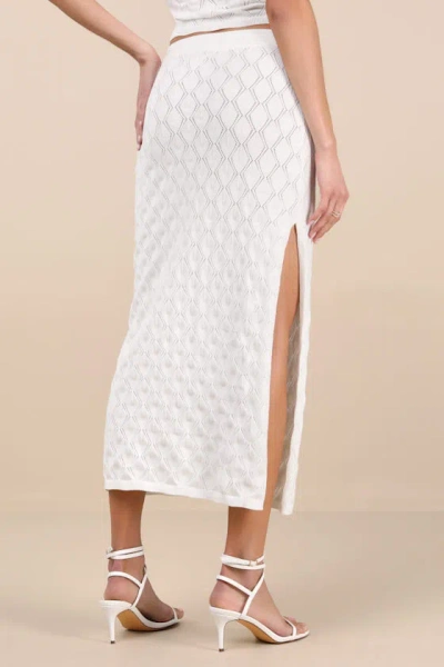 Rhythm Daisy Ivory Pointelle Knit Midi Skirt In White
