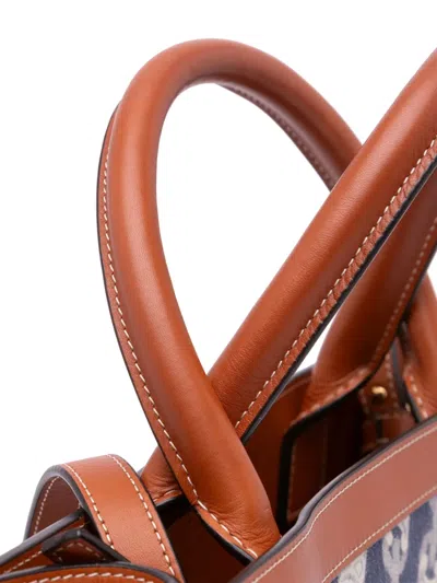 Pre-owned Celine 2020 Small Canvas Triomphe Maillon Vertical Cabas Satchel In Blue